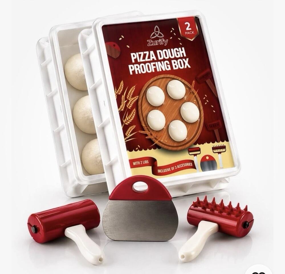Zurify 2-Pack Pizza Dough Proofing Box System w/ 2 Lids, Stackable 17.5" & Bonus